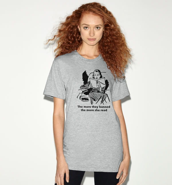 She Reads Banned Books tshirt, book ban protest t shirt, retro 50s housewife, gift for teacher librarian